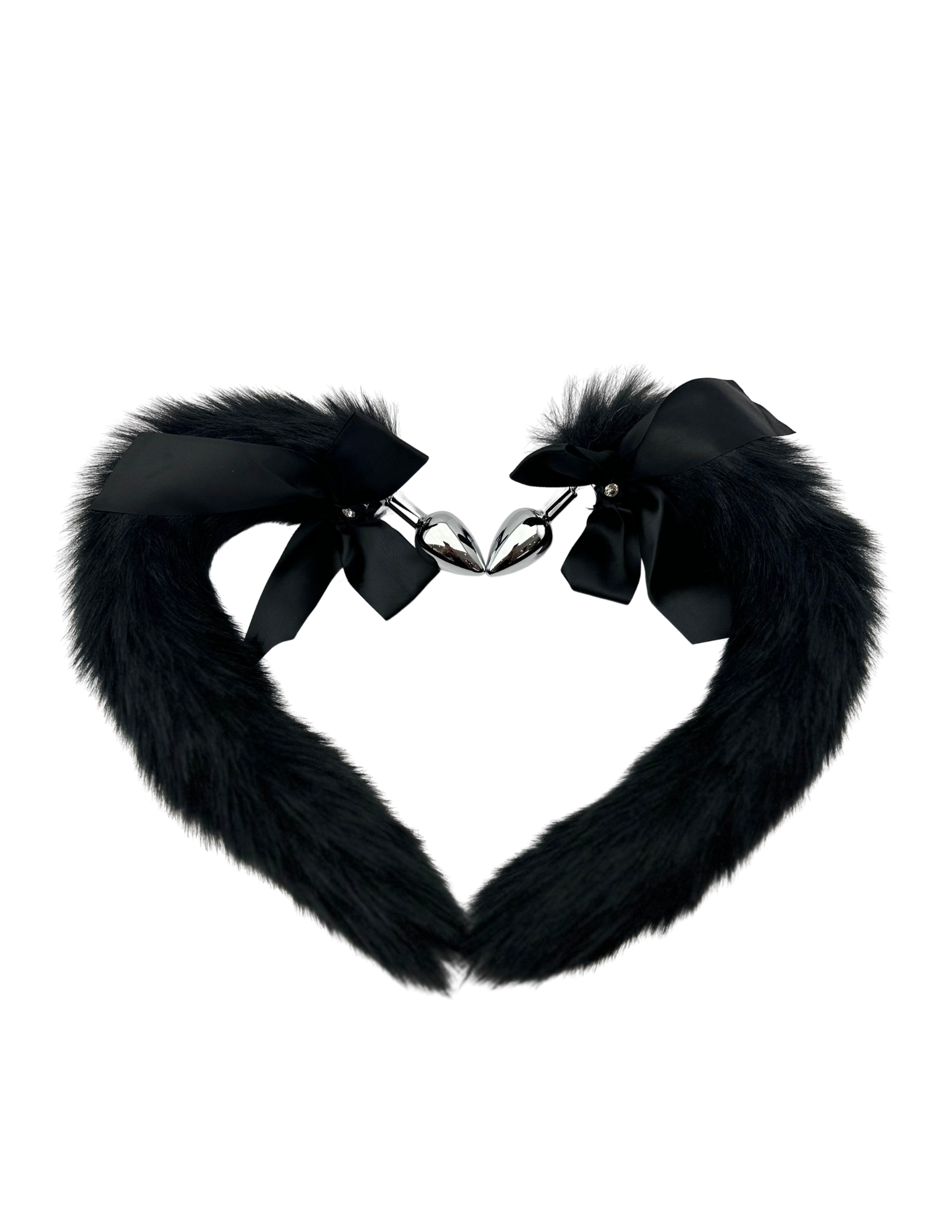 Stainless Steel Butt Plug with Fur Bow Tail