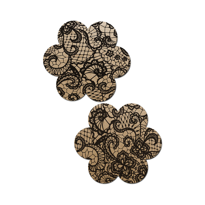 Pastease Lace Flower Pasties Beige/Black