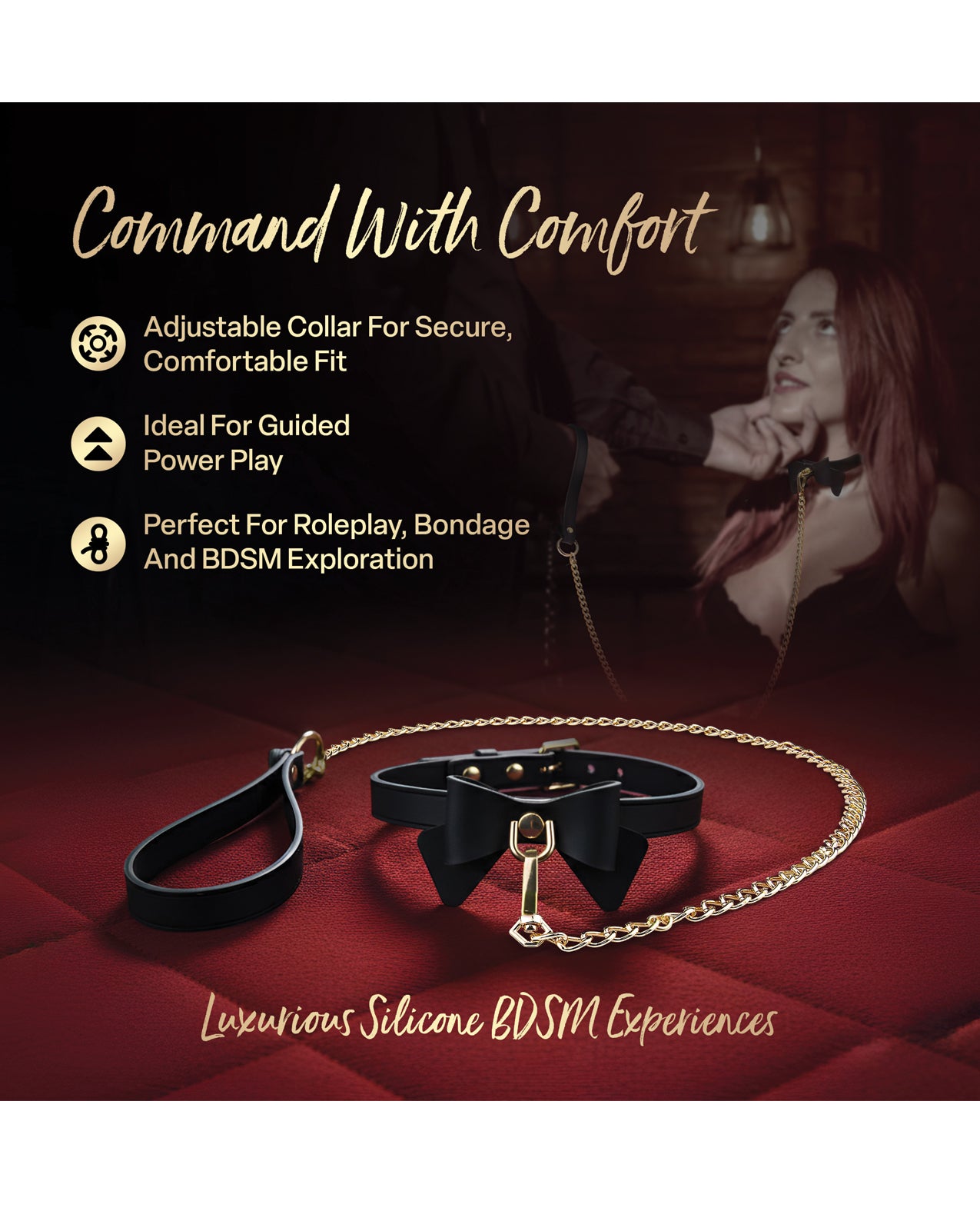 Blush Temptasia Ardor Collar & Leash w/Bow - Black