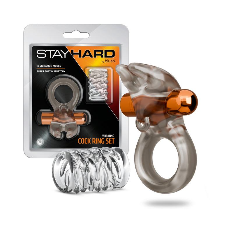 Stay Hard Vibrating Cock Ring Set with Sleeve 4