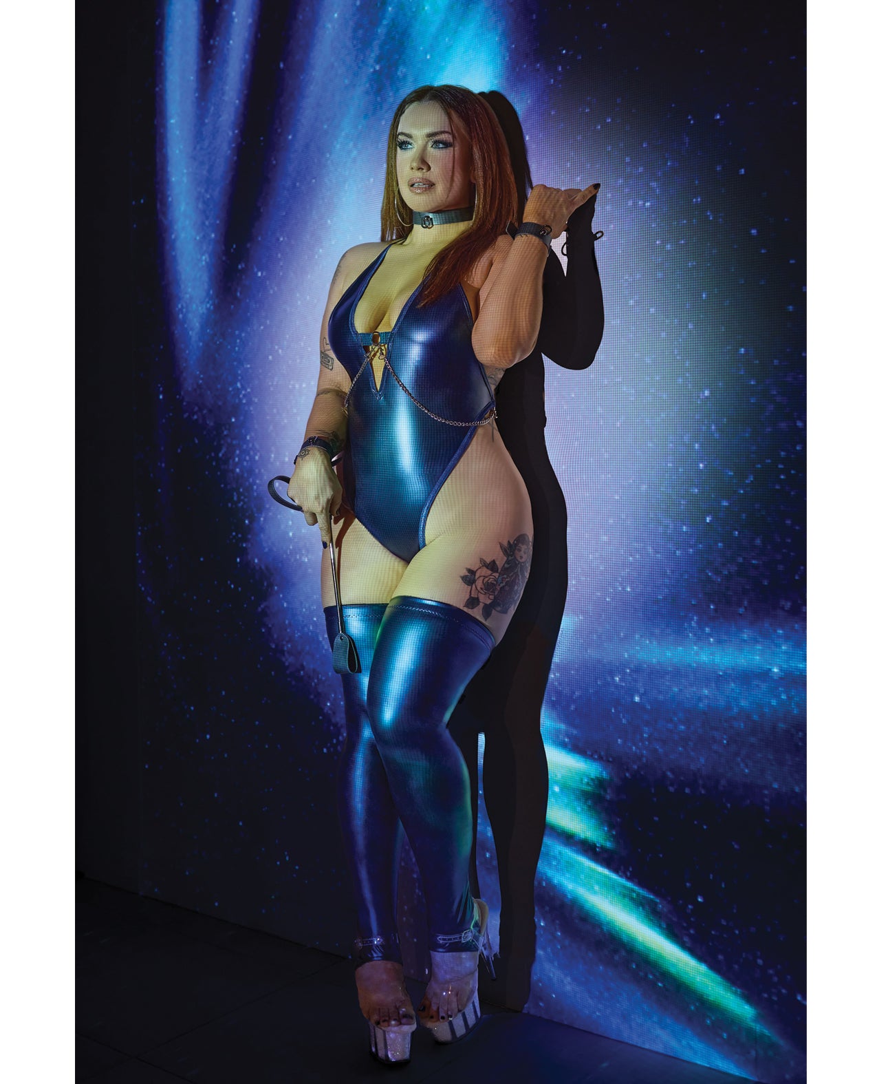 Darque Midnight Wet Look Teddy - Blue QN