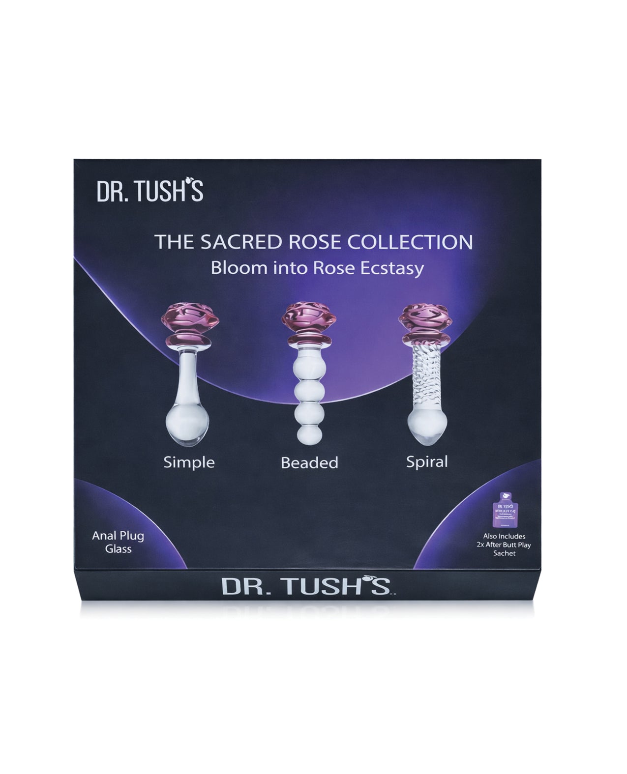 Dr. Tush's Sacred Glass Rose Collection Anal Plug Set - Glass