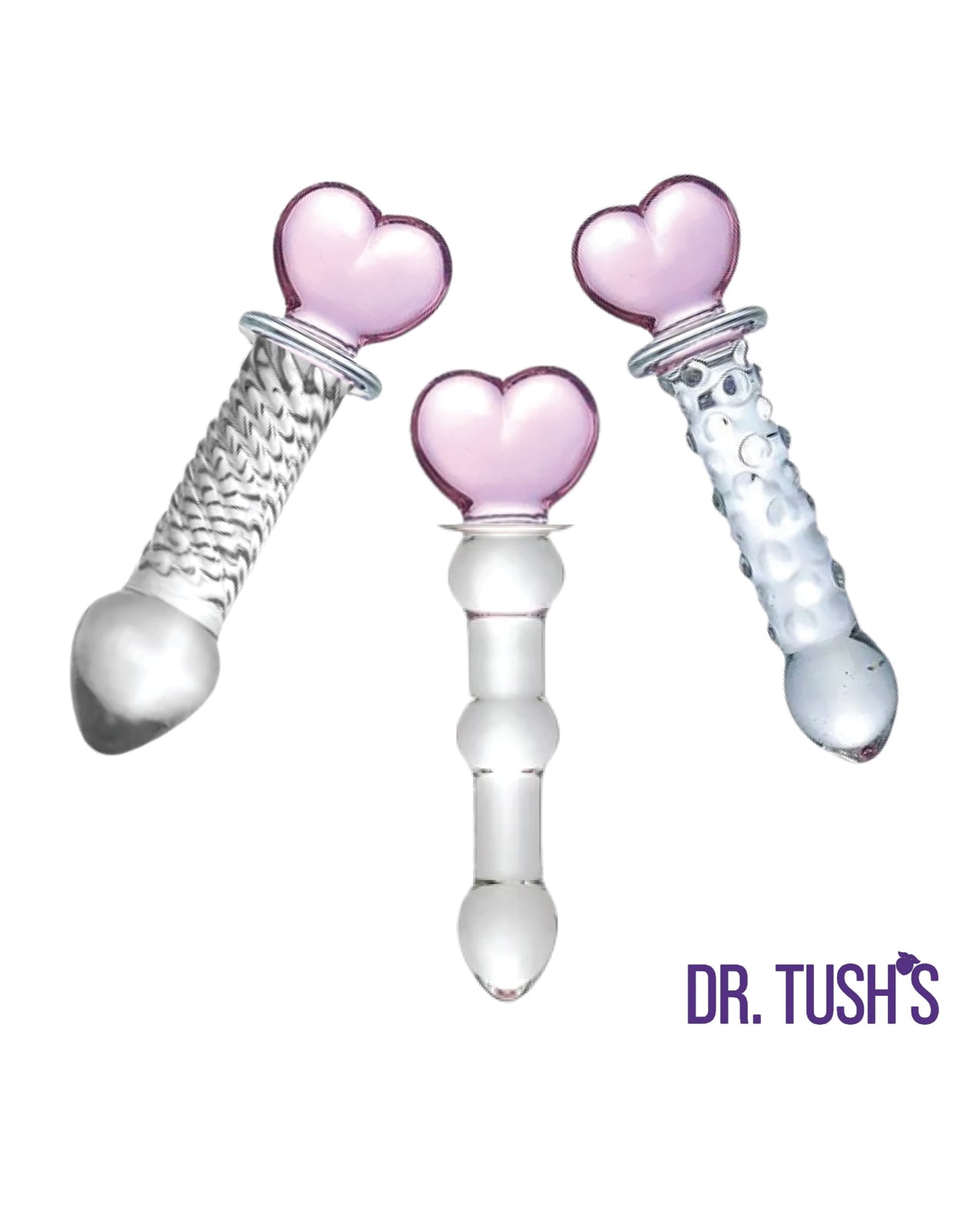 Dr. Tush's Hearts of Pleasure Collection Anal Plug Set - Glass