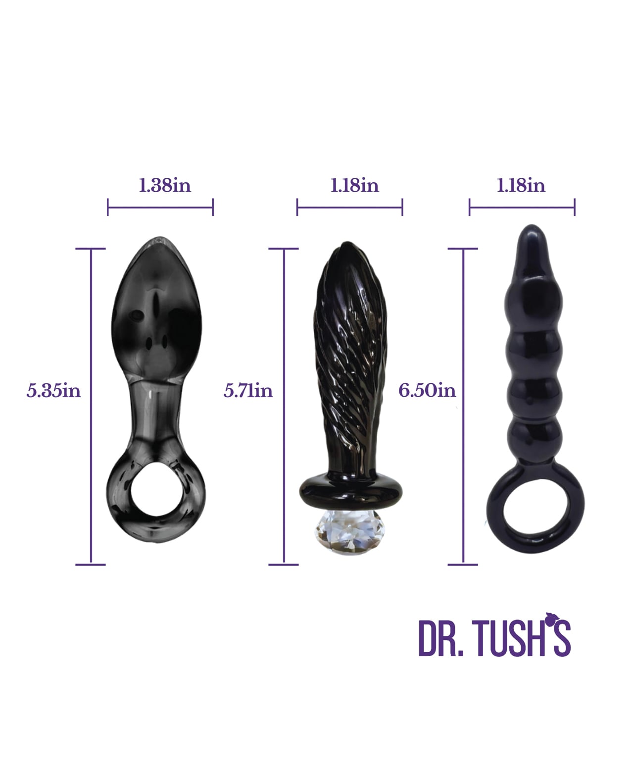 Dr. Tushs Dark Curiosity Collection Anal Plug Set - Glass