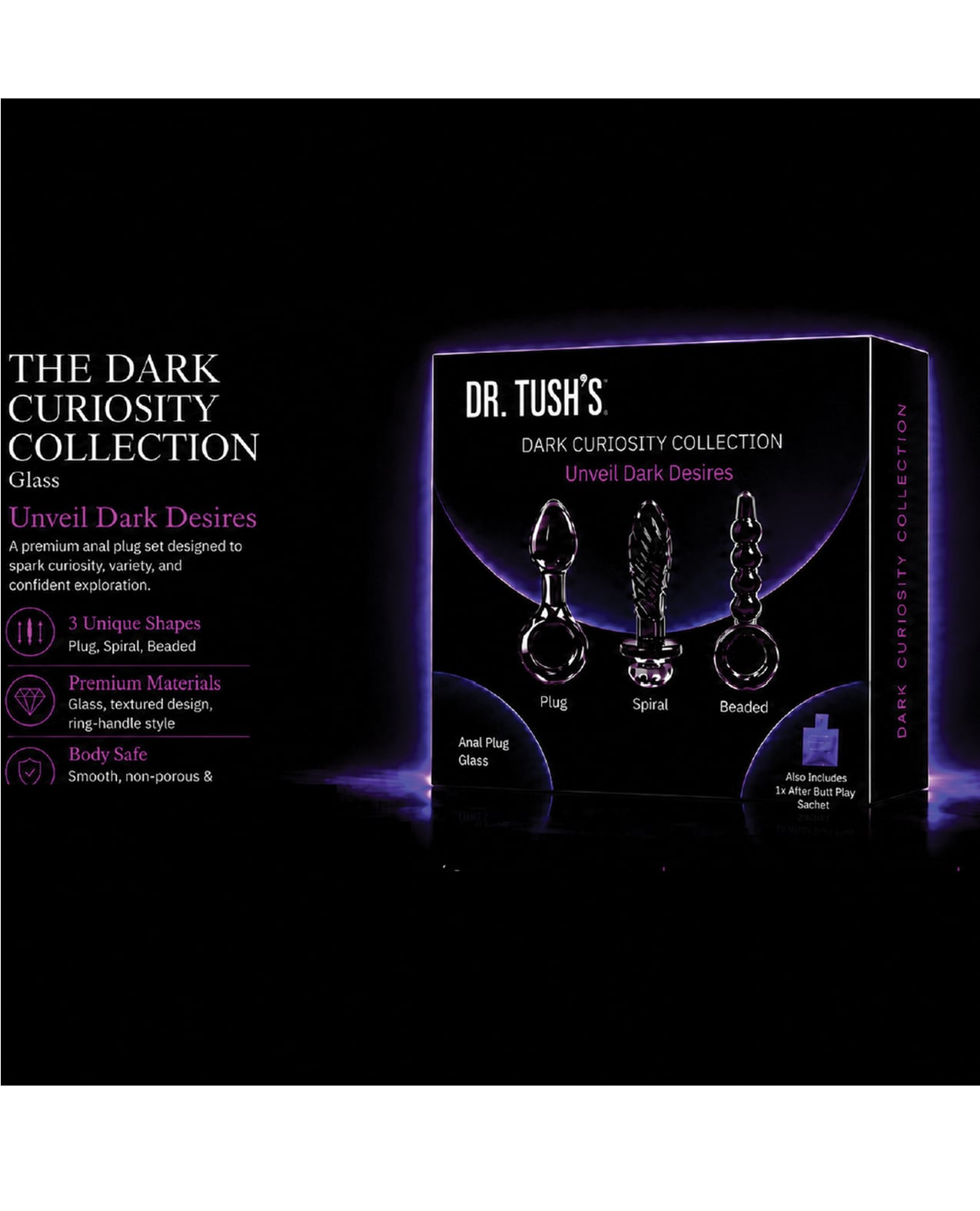 Dr. Tushs Dark Curiosity Collection Anal Plug Set - Glass