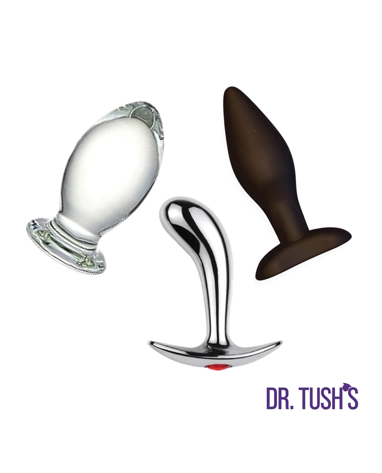 Dr. Tush's Depths of Pleasure Collection Anal Plug Set - Glass, Metal, Silicone