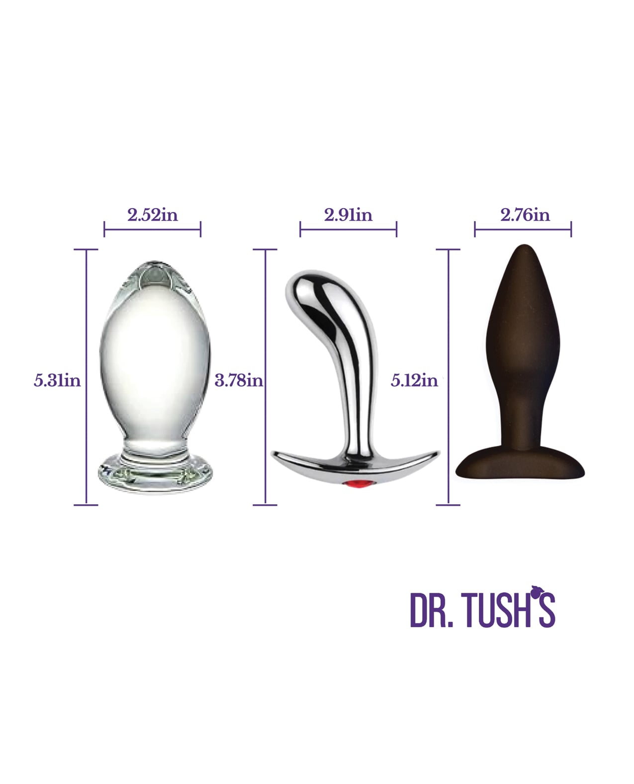 Dr. Tush's Depths of Pleasure Collection Anal Plug Set - Glass, Metal, Silicone