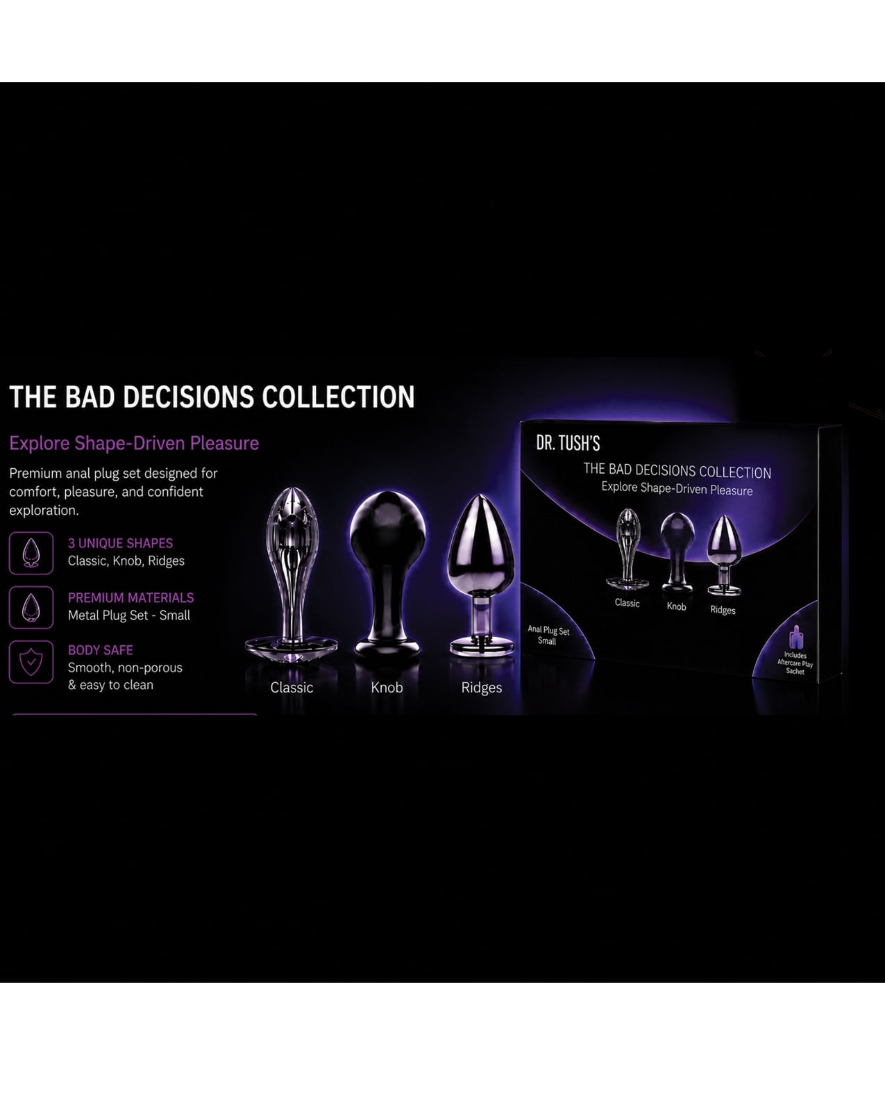 Dr. Tush's Bad Decisions Collection Anal Plug Set - Metal