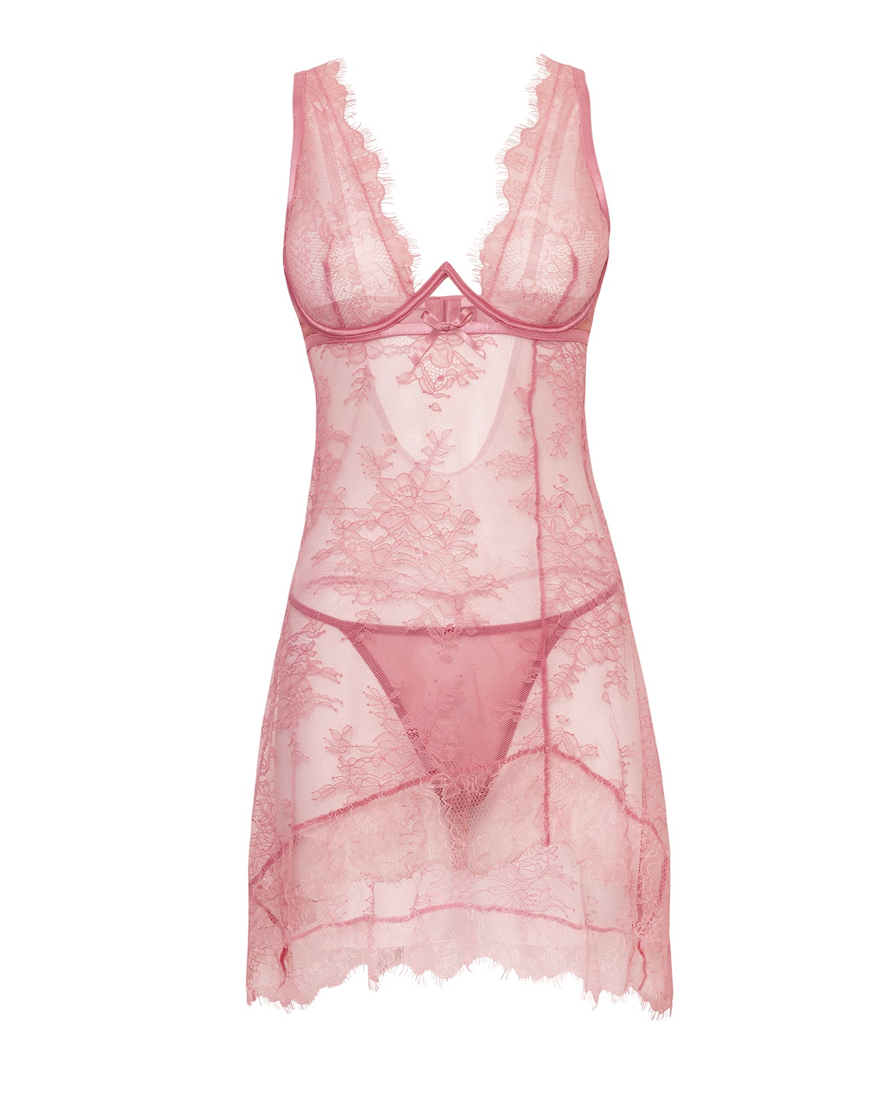 Beatriz Lace Babydoll w/Matching Panty - Pink XL
