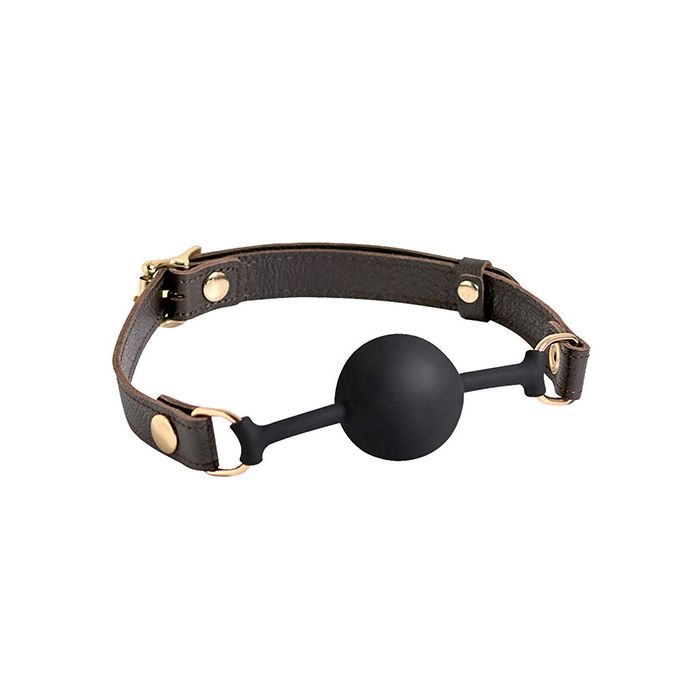 Silicone Ball Gag - Brown Leather Strap