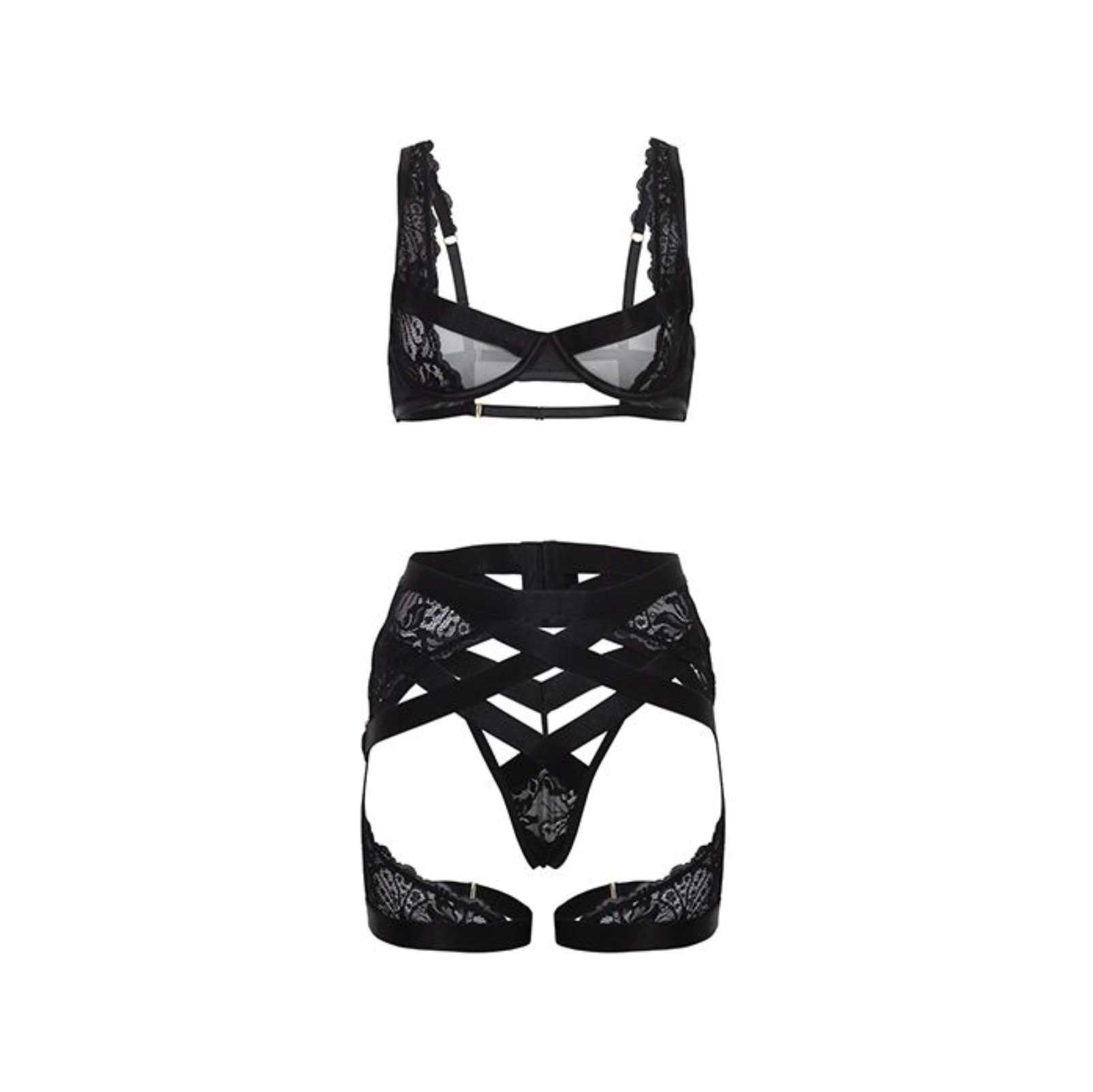 Mesh & Lace Underwire 3 pc Set