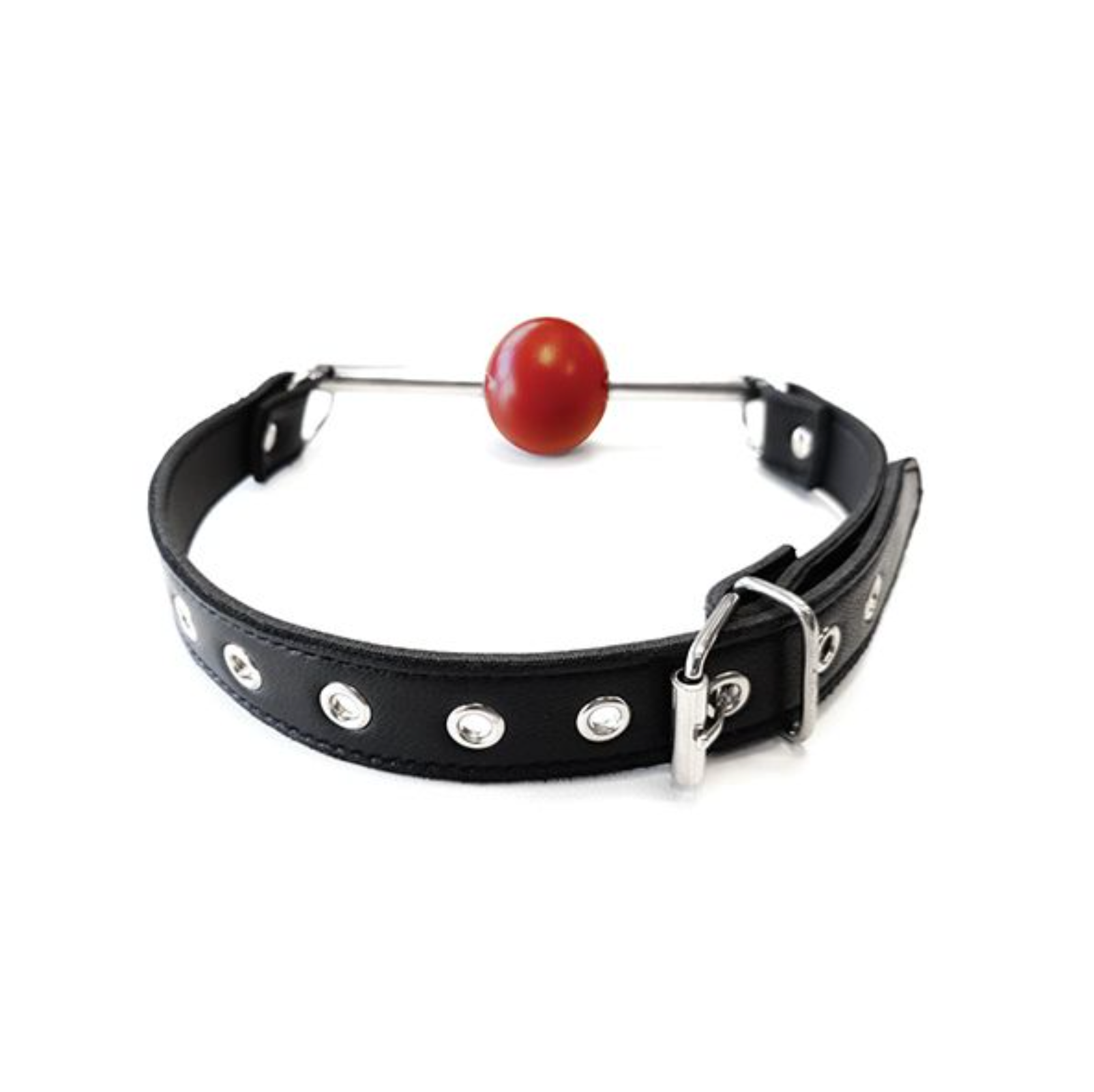 Leather Ball Gag with Stainless Steel Rod and Removable Ball