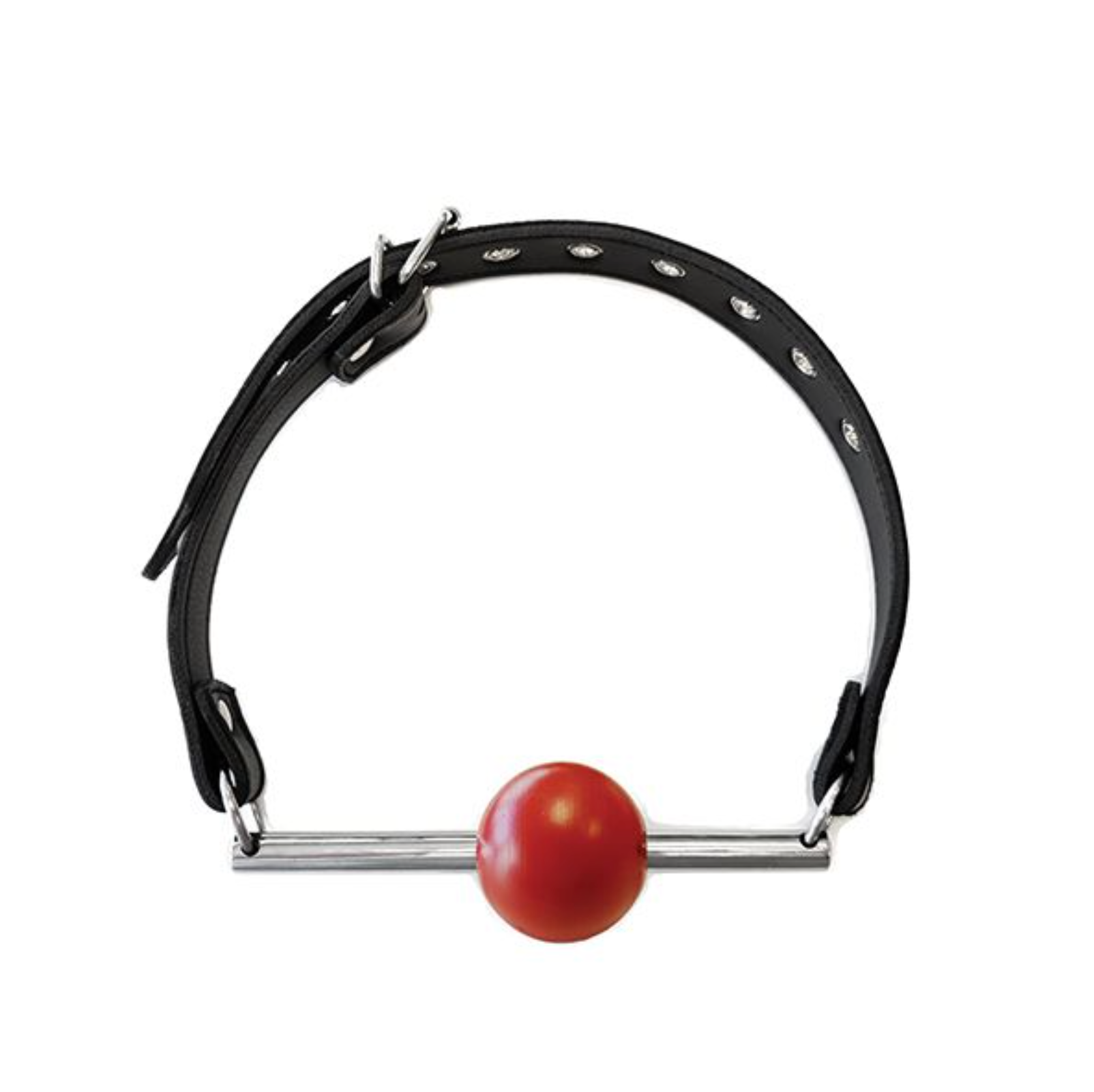 Leather Ball Gag with Stainless Steel Rod and Removable Ball