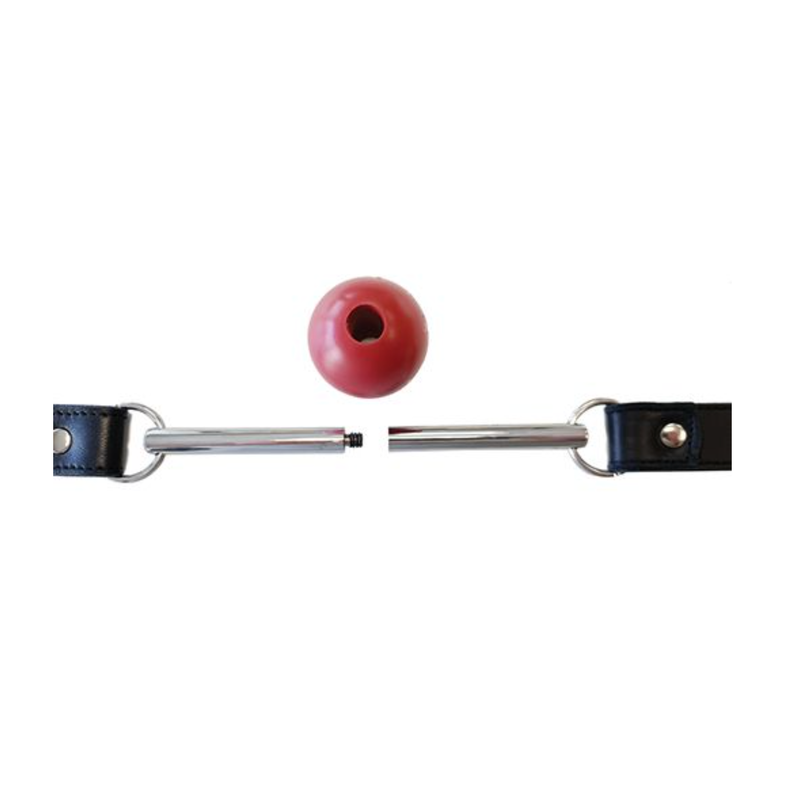 Leather Ball Gag with Stainless Steel Rod and Removable Ball