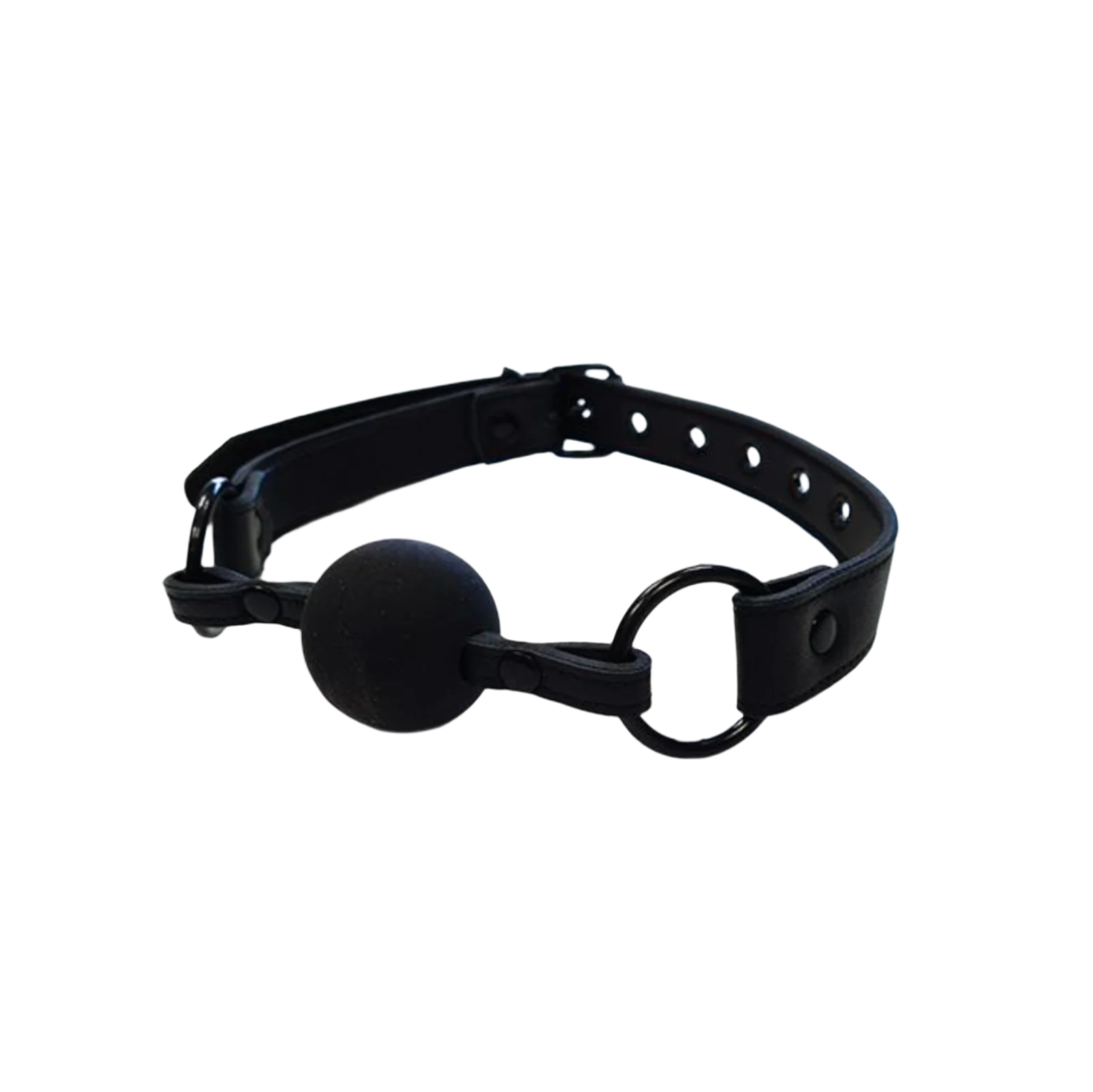 Leather Ball Gag - Black with Black