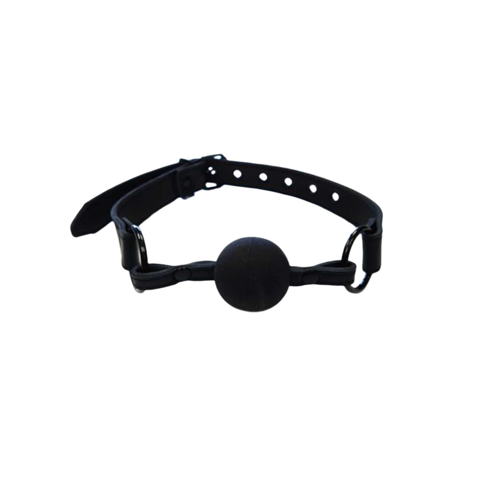 Leather Ball Gag - Black with Black