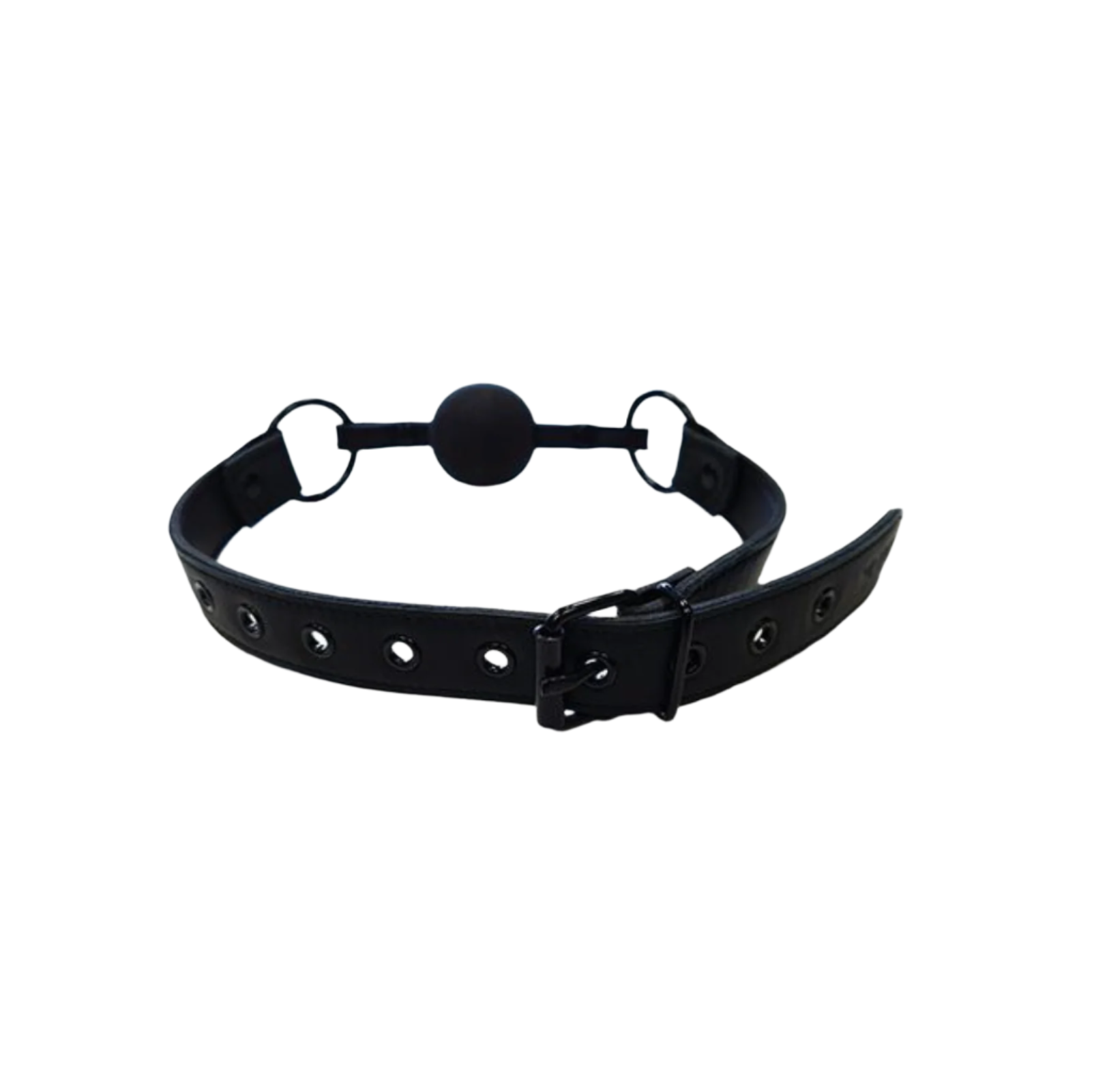 Leather Ball Gag - Black with Black