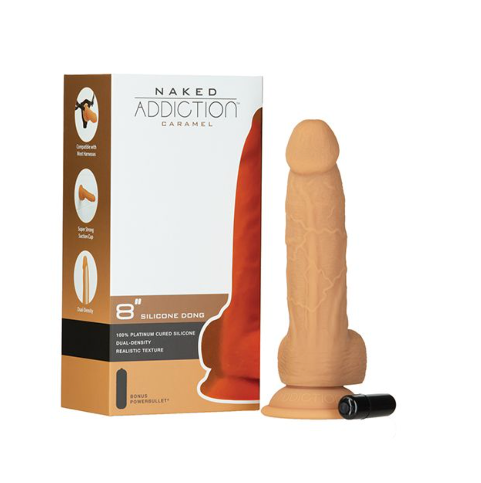 8" Dual Density Silicone Dildo - Caramel
