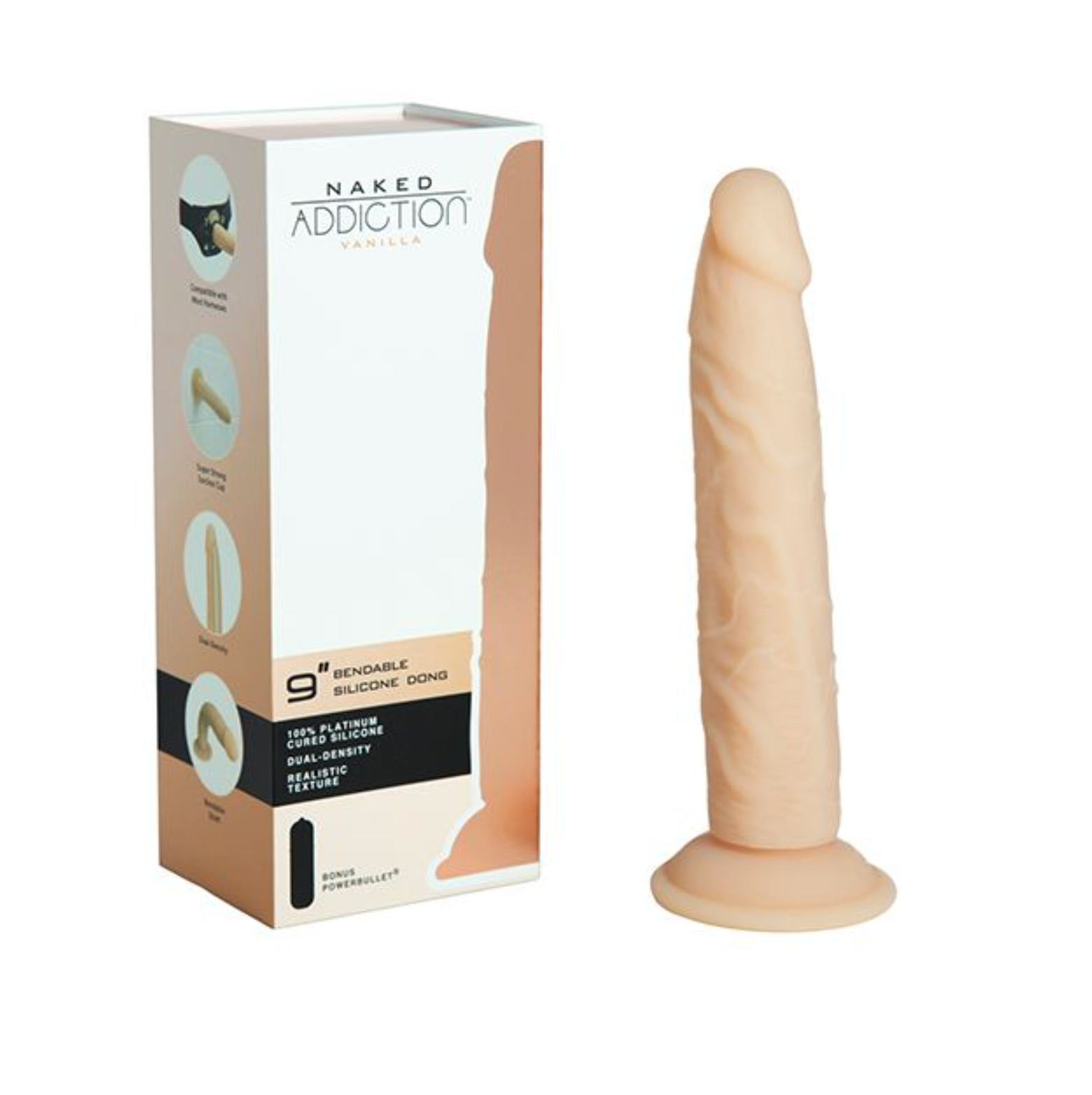 9" Dual Density Silicone Dildo - Vanilla