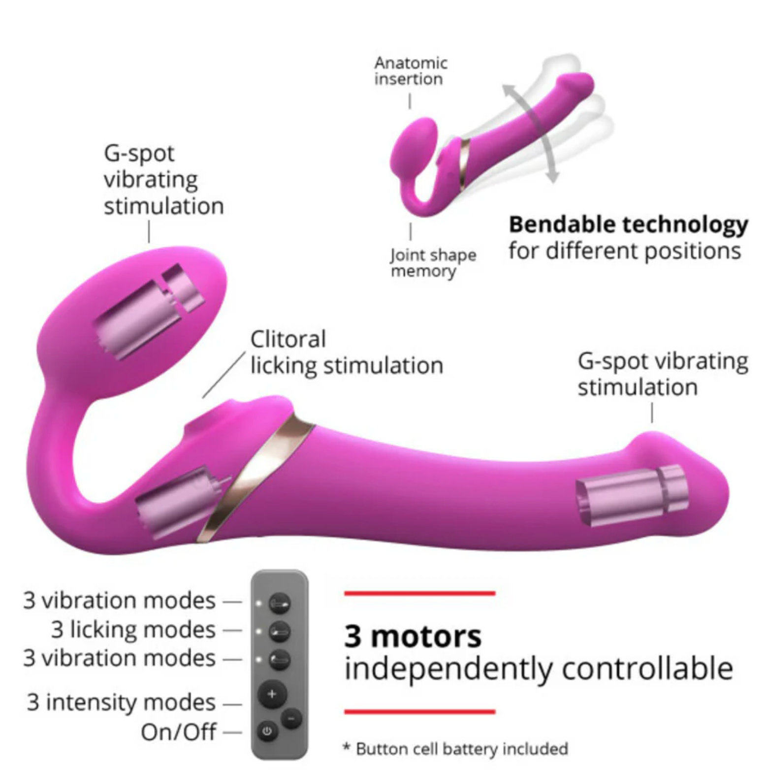 Multi Orgasm Bendable Strap-On - Small