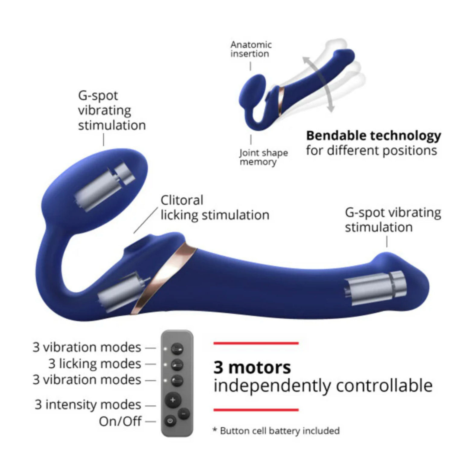 Multi Orgasm Bendable Strap-On - Small