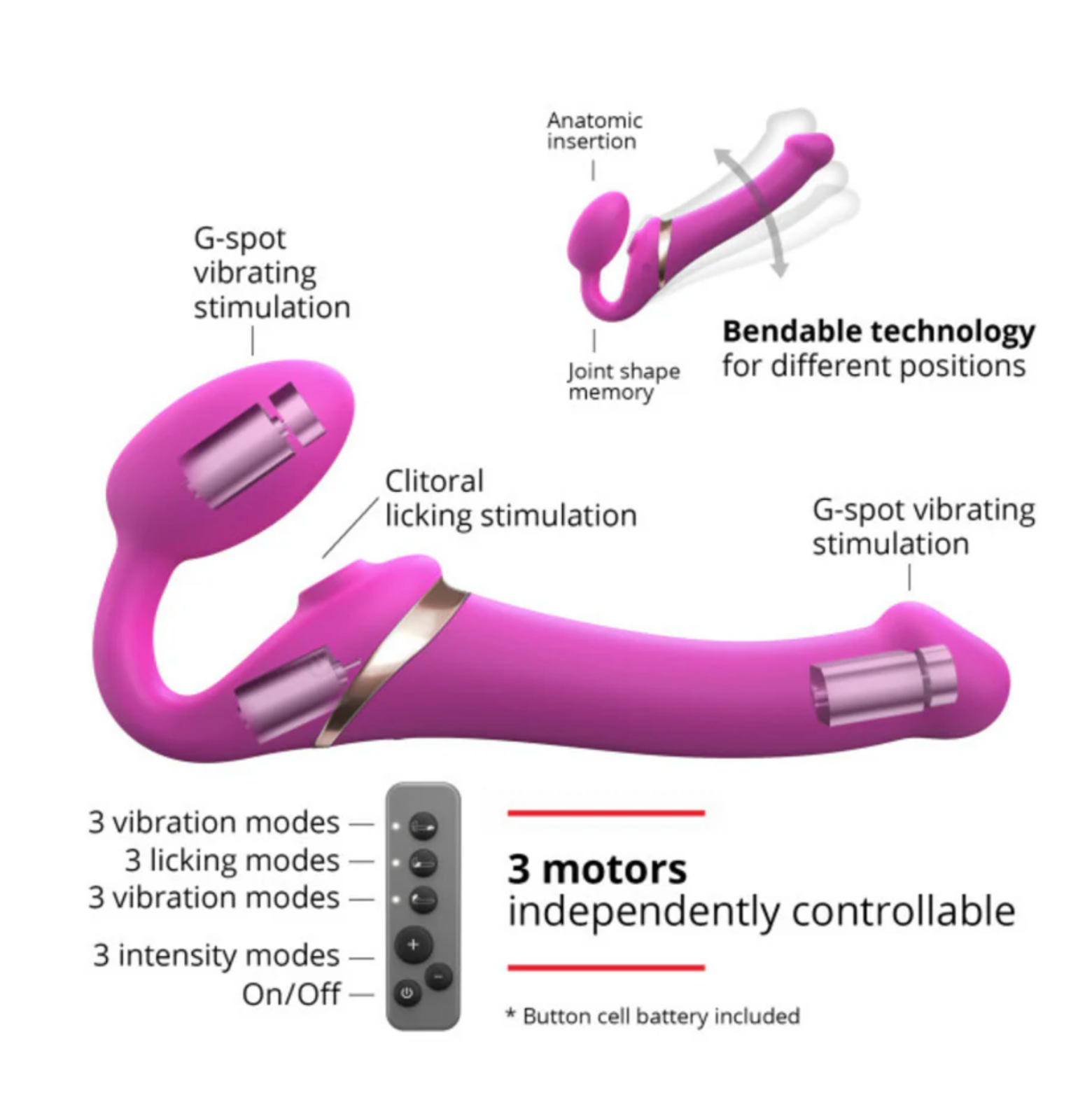 Multi Orgasm Bendable Strap-On - Medium
