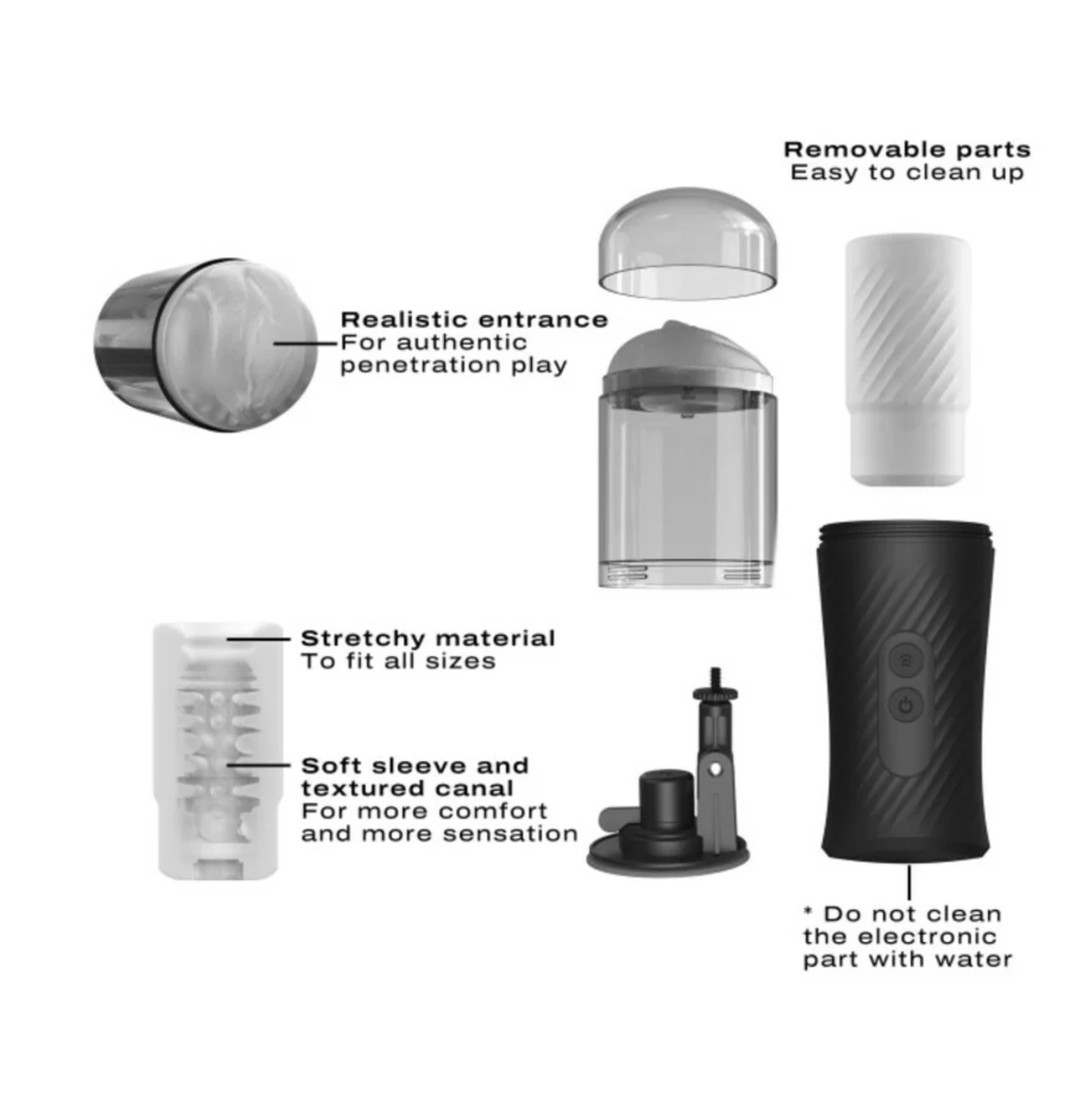 Thrust Blow Rechargeable Thrusting Vaginal Masturbator with Removeable Suction Cup