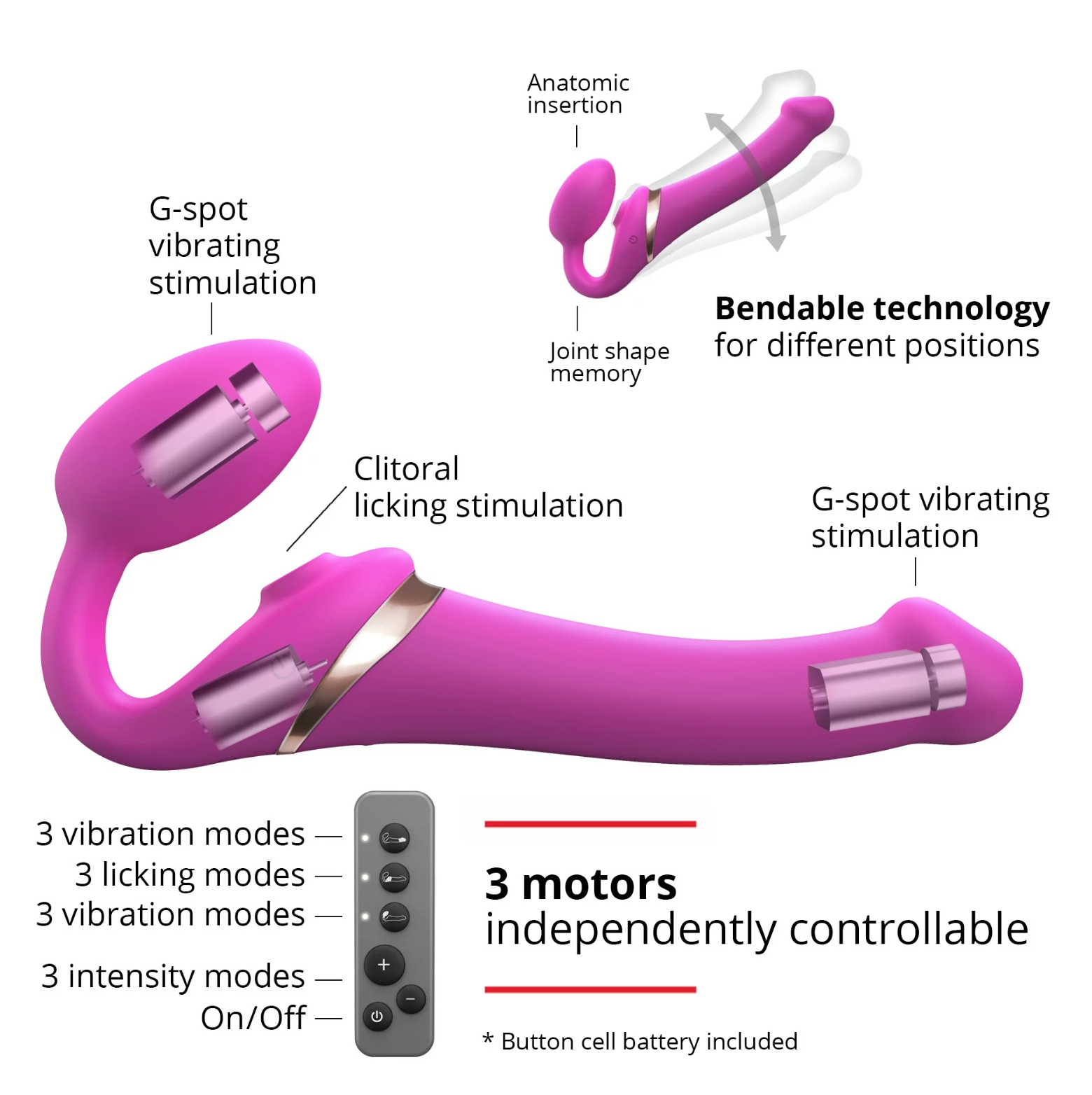 Multi Orgasm Bendable Strap-On - Large