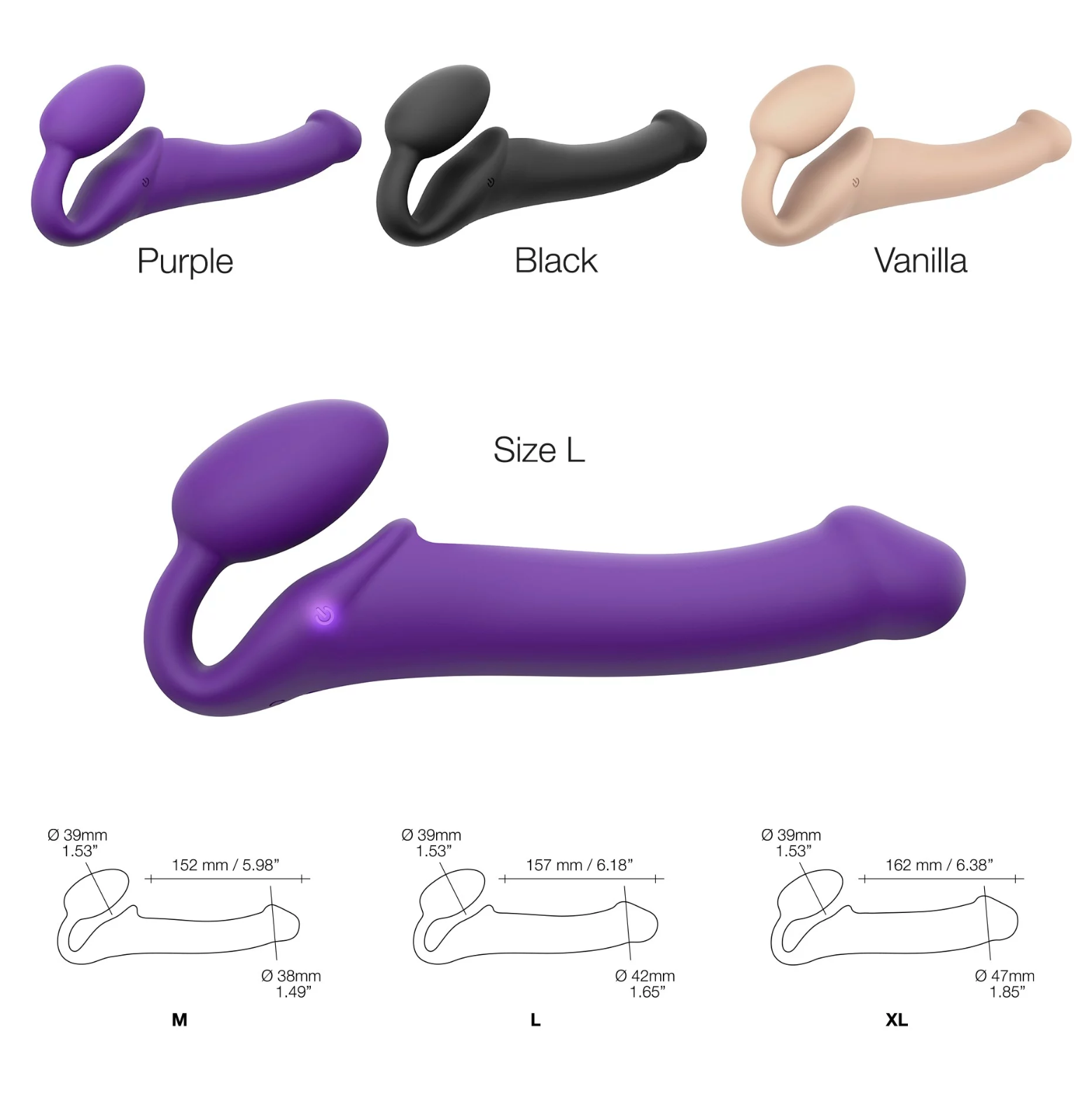 Vibrating Bendable Strapless Strap On -Large