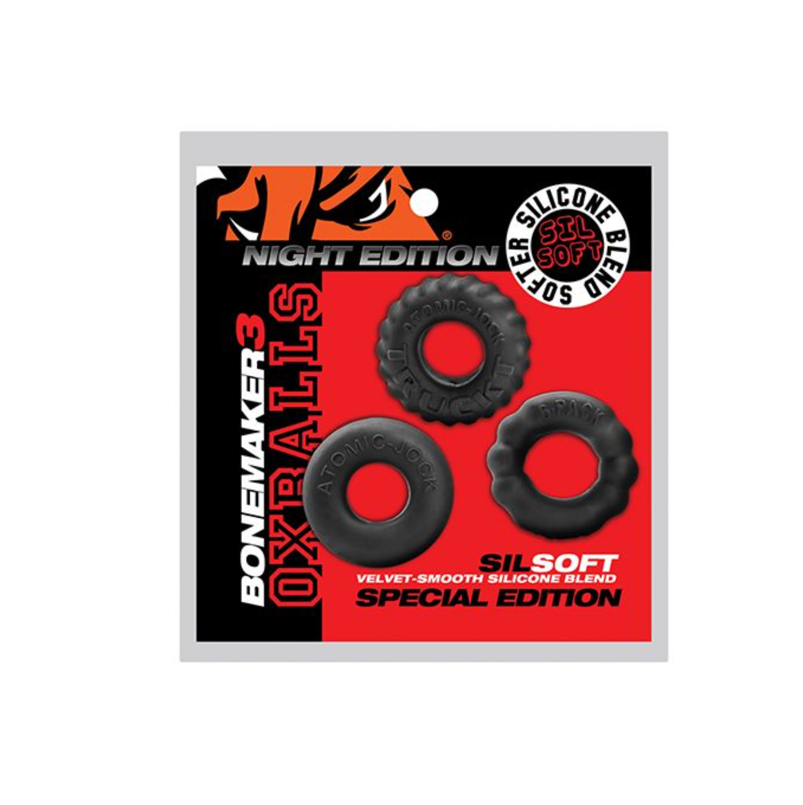 Bonemaker Boner Cock Ring Kit - Pack of 3, Special Edition Night