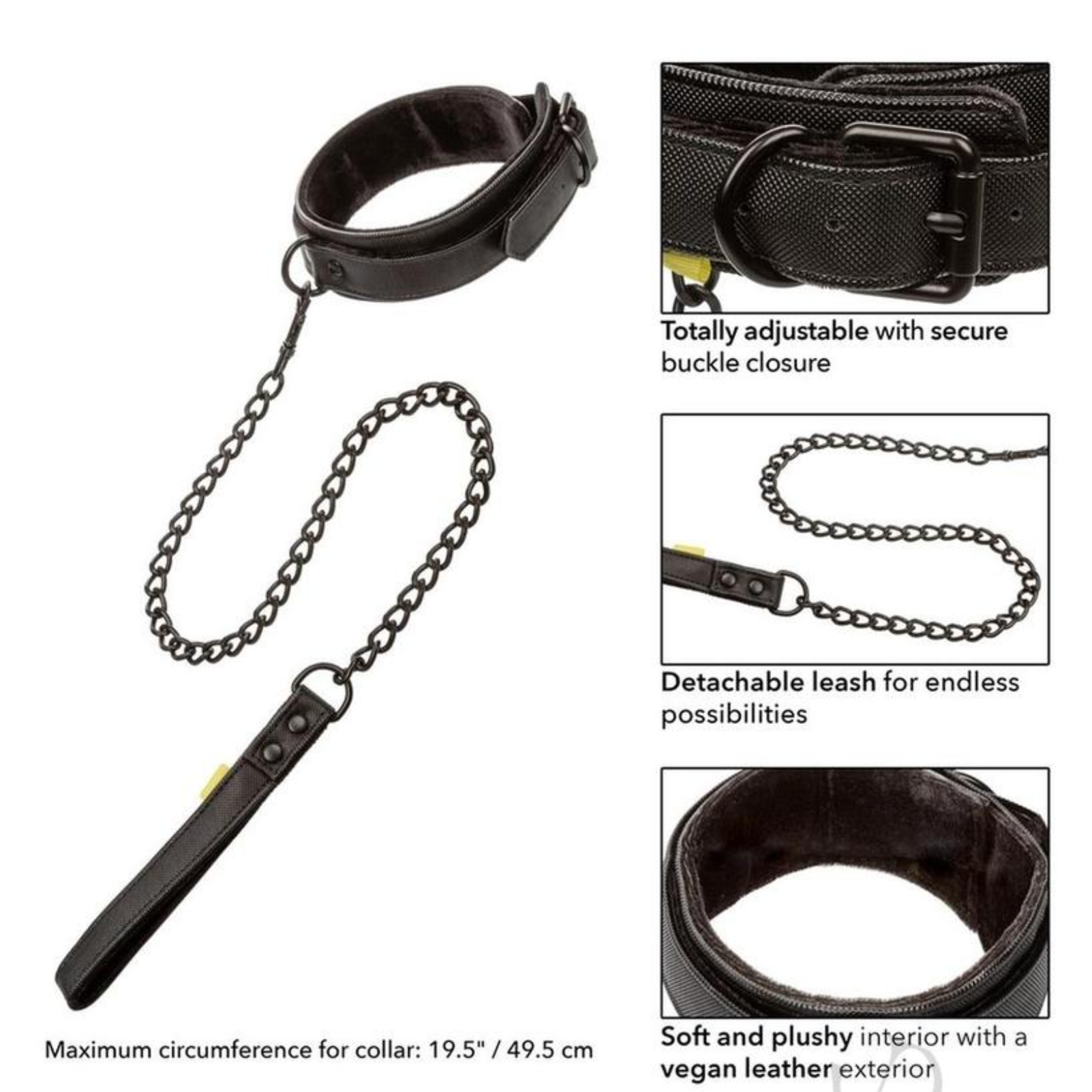 Boundless™ Collar & Leash – Vegan Leather, Fully Adjustable with Plush Lining