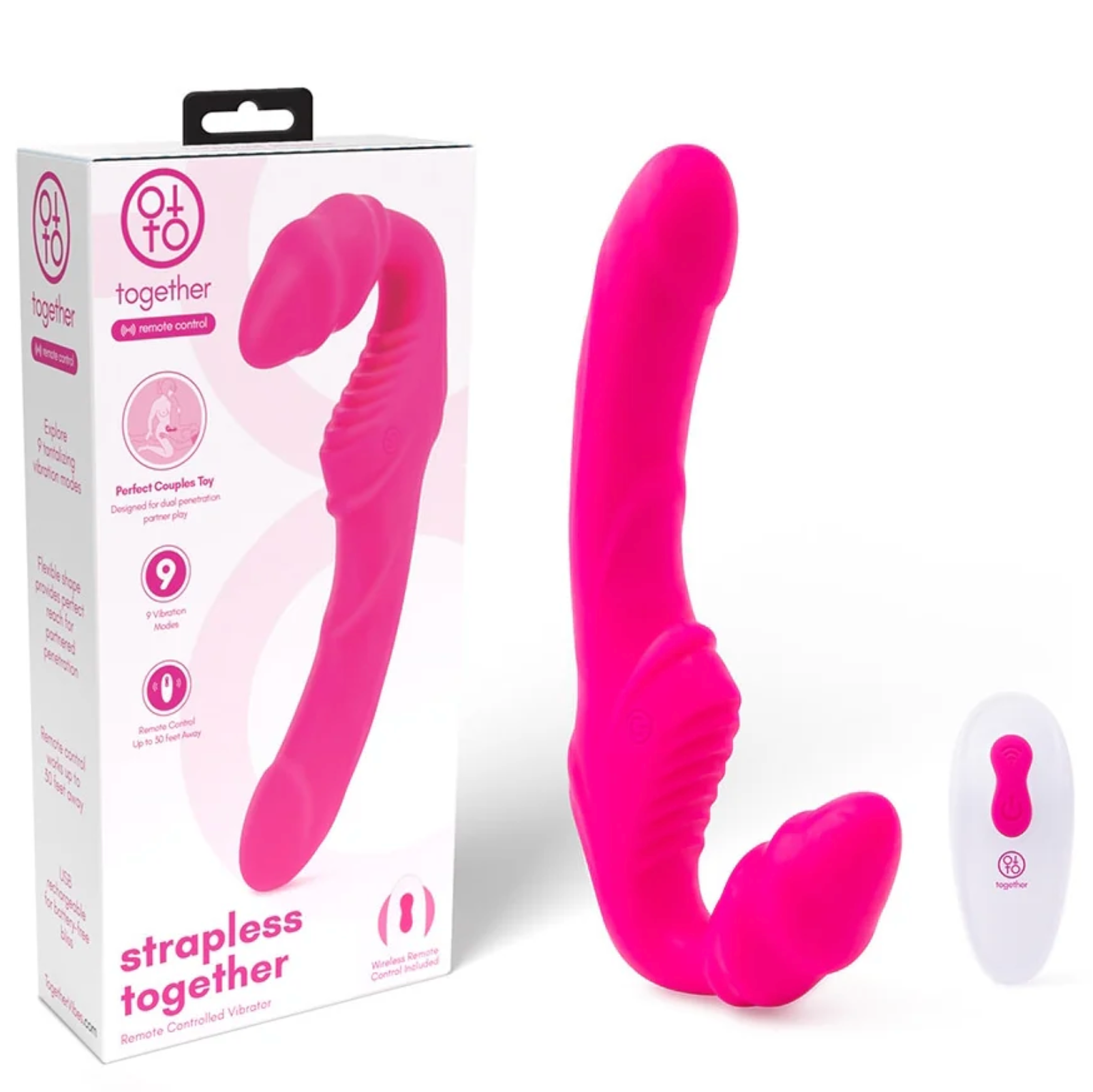 Together™ Silicone Rechargeable Strapless Strap-On with Remote Control