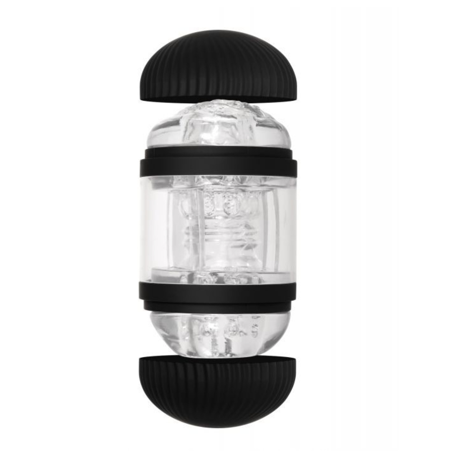 Zero Tolerance Double Decker Stroker – Dual-Ended Textured Masturbator (Black/Clear)