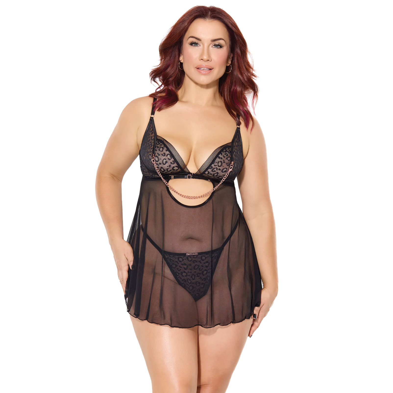 Pleasure Collection Feline Fatale Babydoll & G-String 2-Piece Set – Black