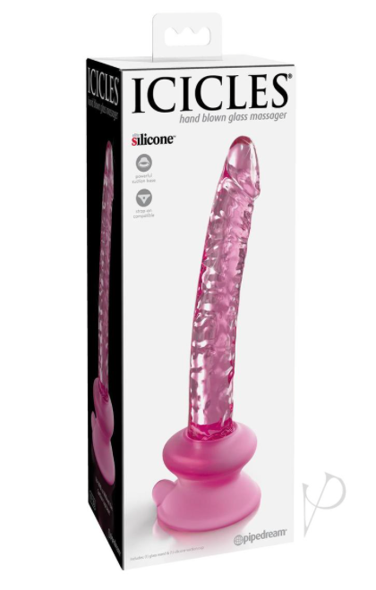 Icicles No. 86 Glass Wand with Bendable Silicone Suction Cup - Pink