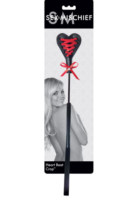 Sex & Mischief Heart Beat Crop - Black/Red