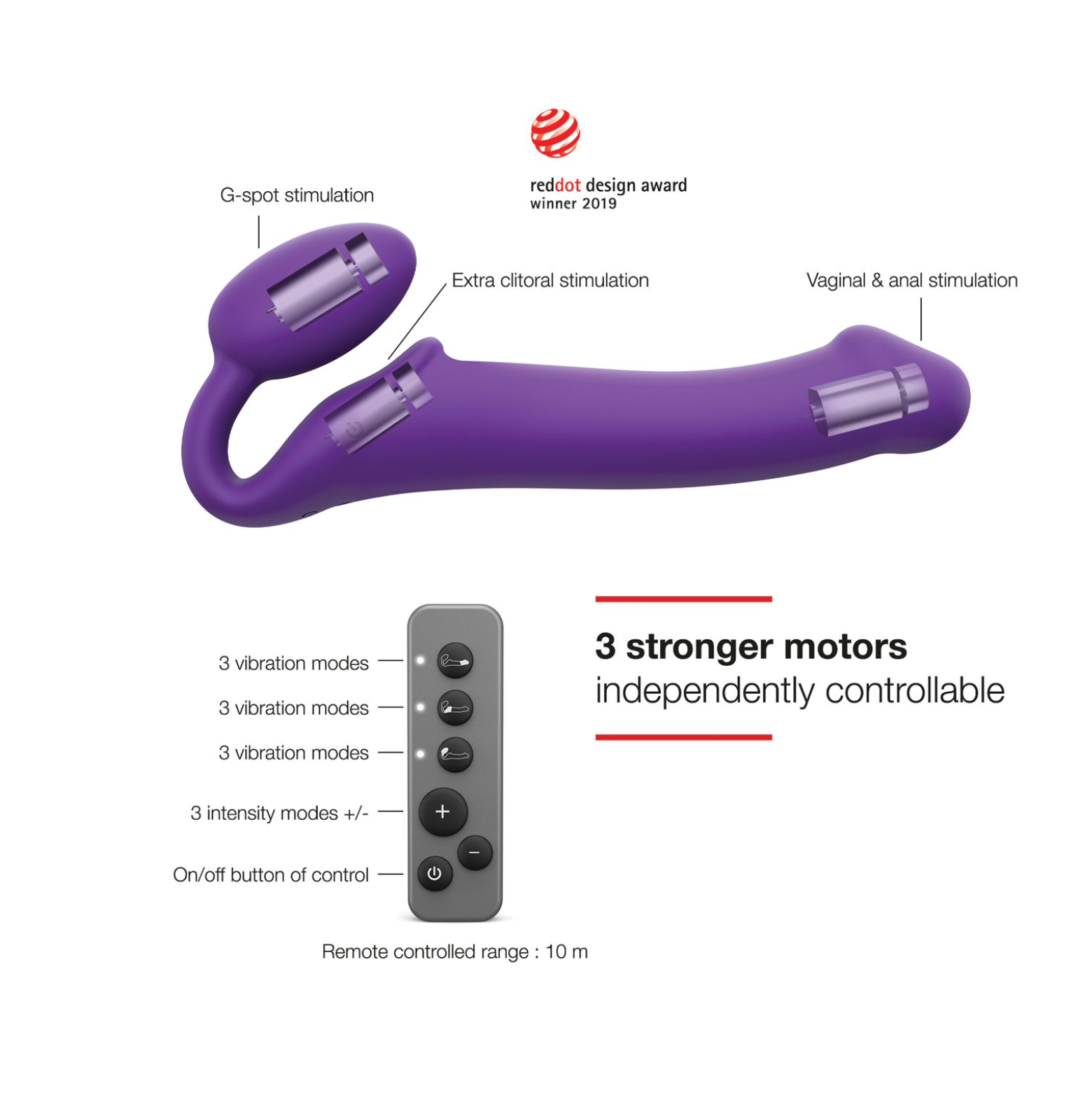 Vibrating Bendable Strapless Strap On Medium