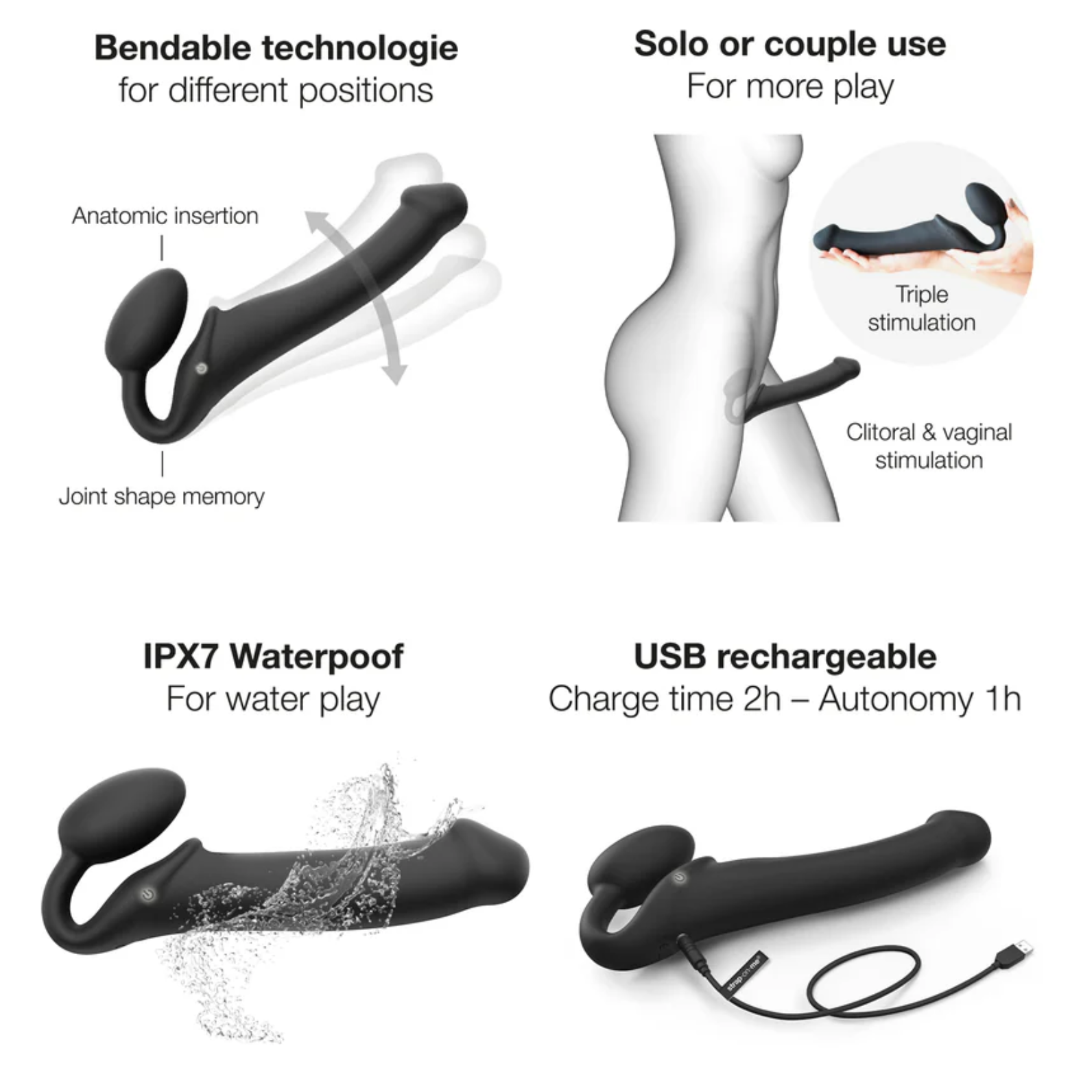 Vibrating Bendable Strapless Strap On - X-Large