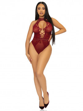 Lace Net Halter Bodysuit