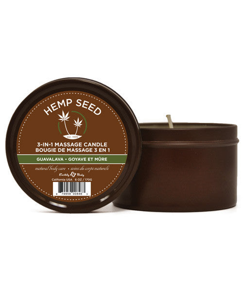 Earthly Body Hemp Seed Massage Candle - Guavalava - Cupid's Closet