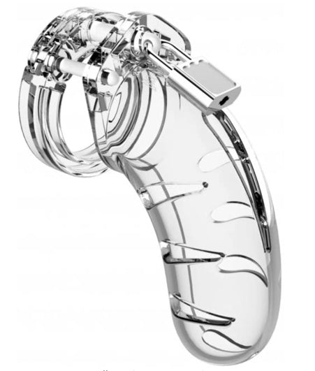 MAN CAGE CHASTITY 4.5" COCK CAGW MODEL 3 - CLEAR