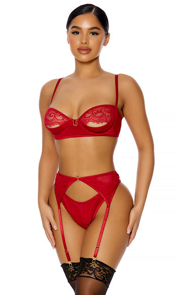 Lace Peek Lingerie Set