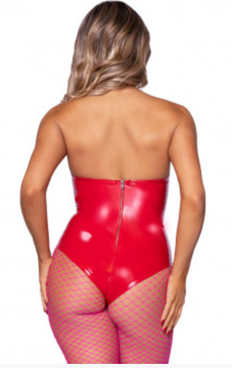 Vinyl Bodysuit - Red