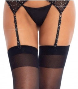 RHINESTONE GARTER BELT-ONE SIZE-BLACK
