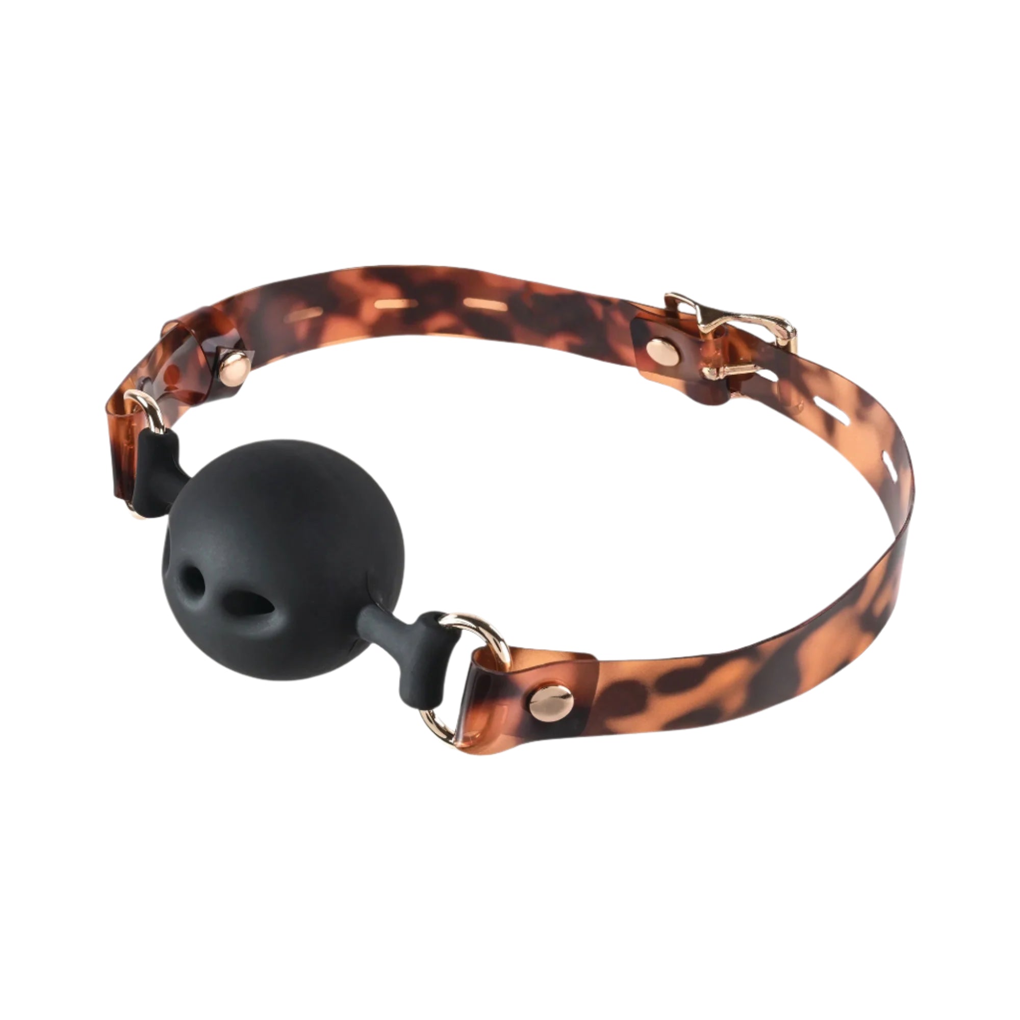 Amber Silicone Ball Gag - Animal Print Gold