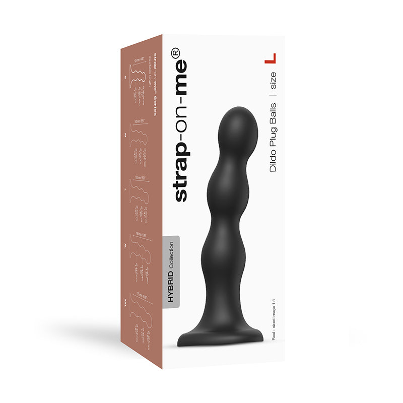 Strap-On-Me Hybrid Collection Silicone Dildo Plug Balls Black Large