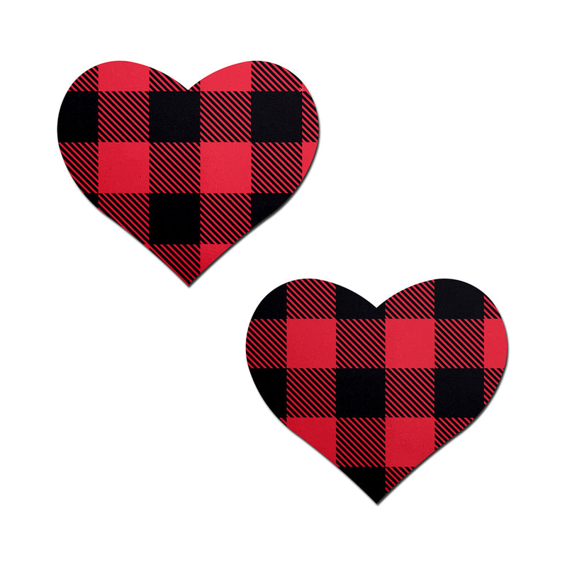Pastease Buffalo Plaid Heart Pasties Red
