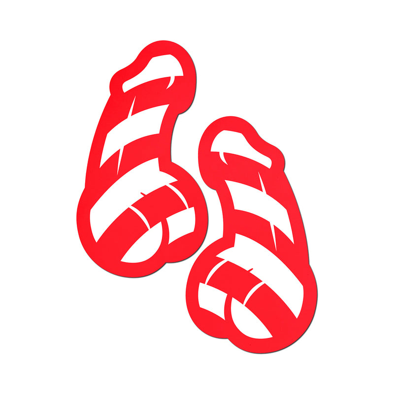 Pastease Candy Cane Penis Pasties Red/White