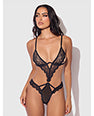 Nadia Lace & Mesh Cutout Teddy - Black XL