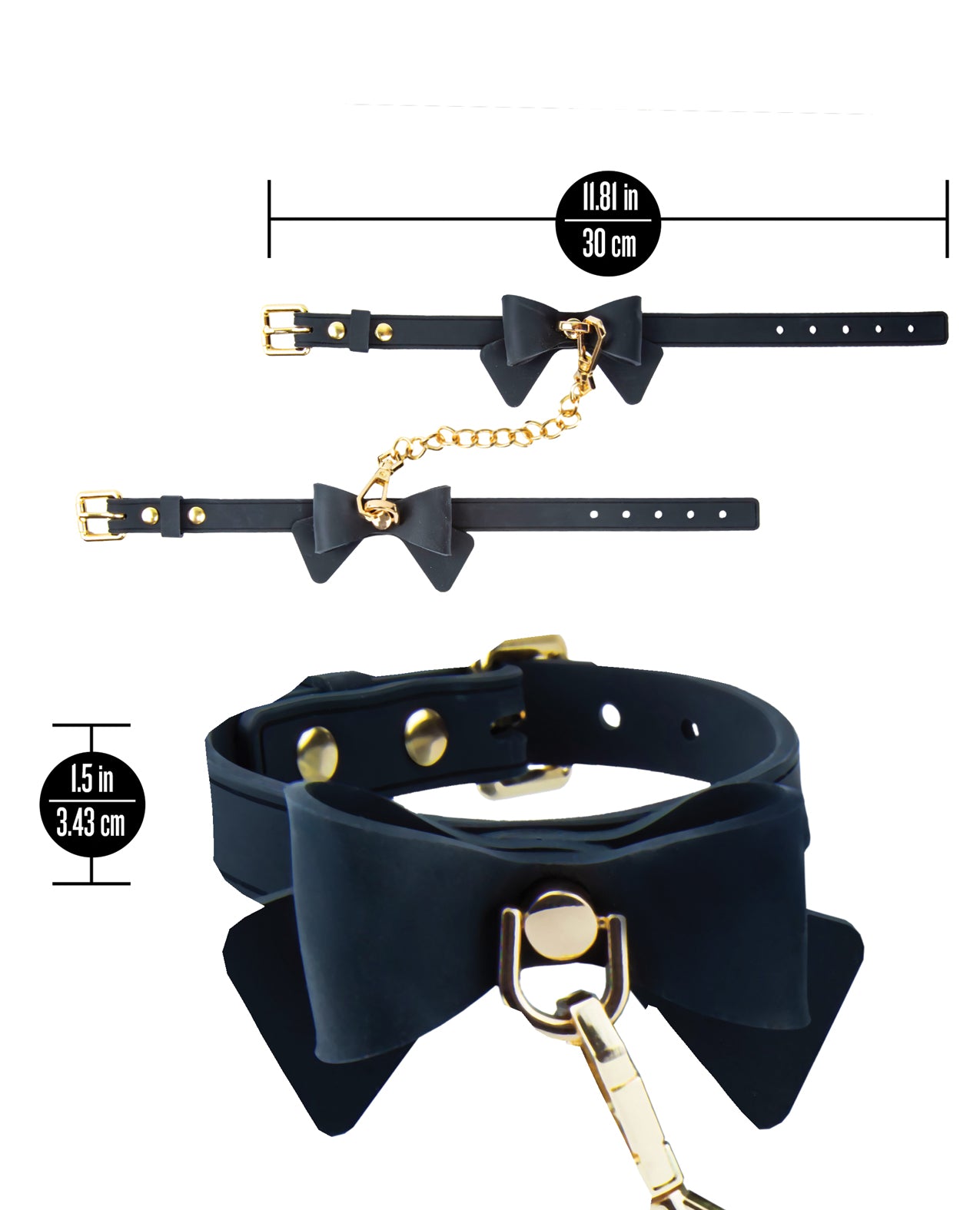 Blush Temptasia Ardor Wrist & Ankle Restraints w/Bow - Black